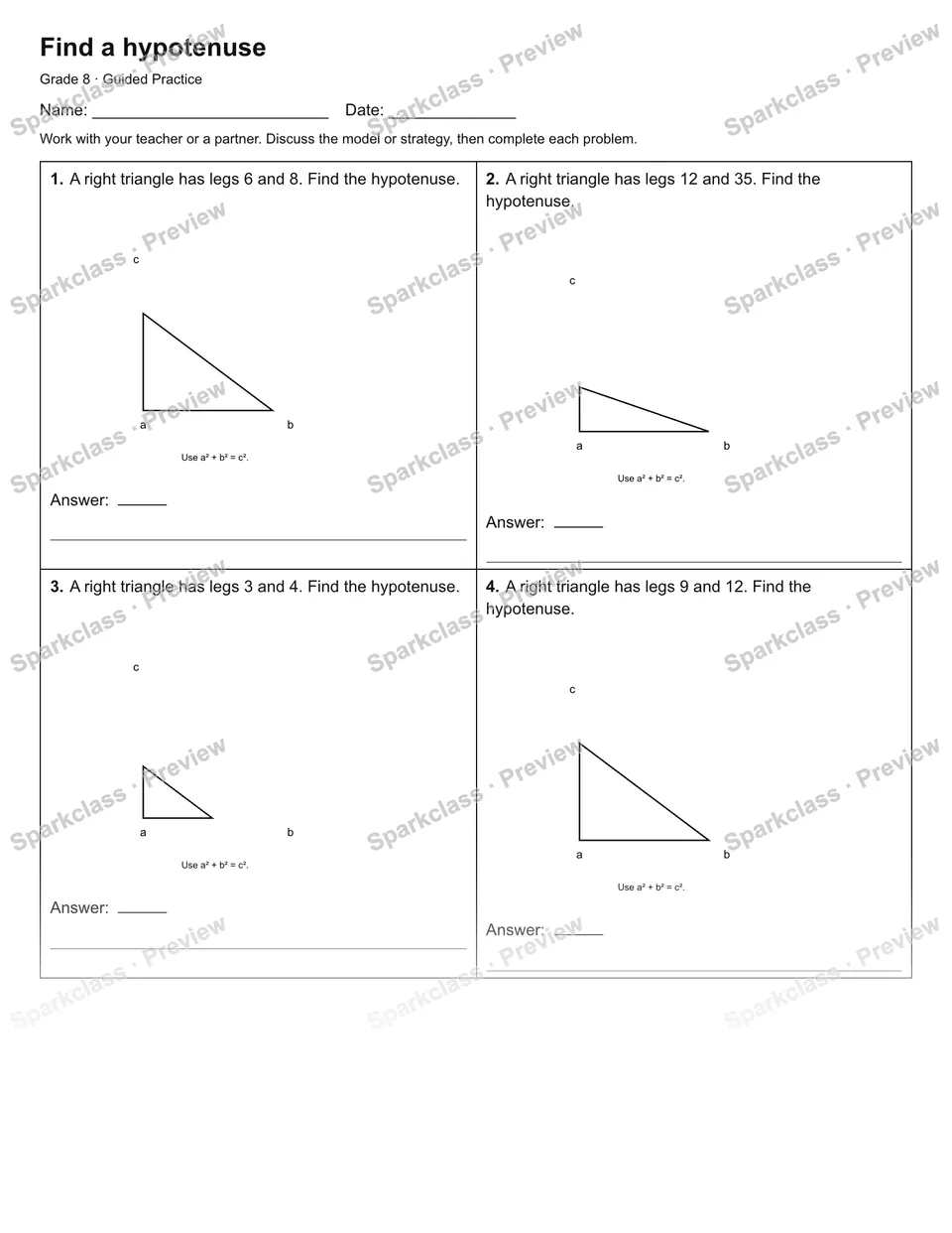 Find a hypotenuse — Guided Practice — page 1