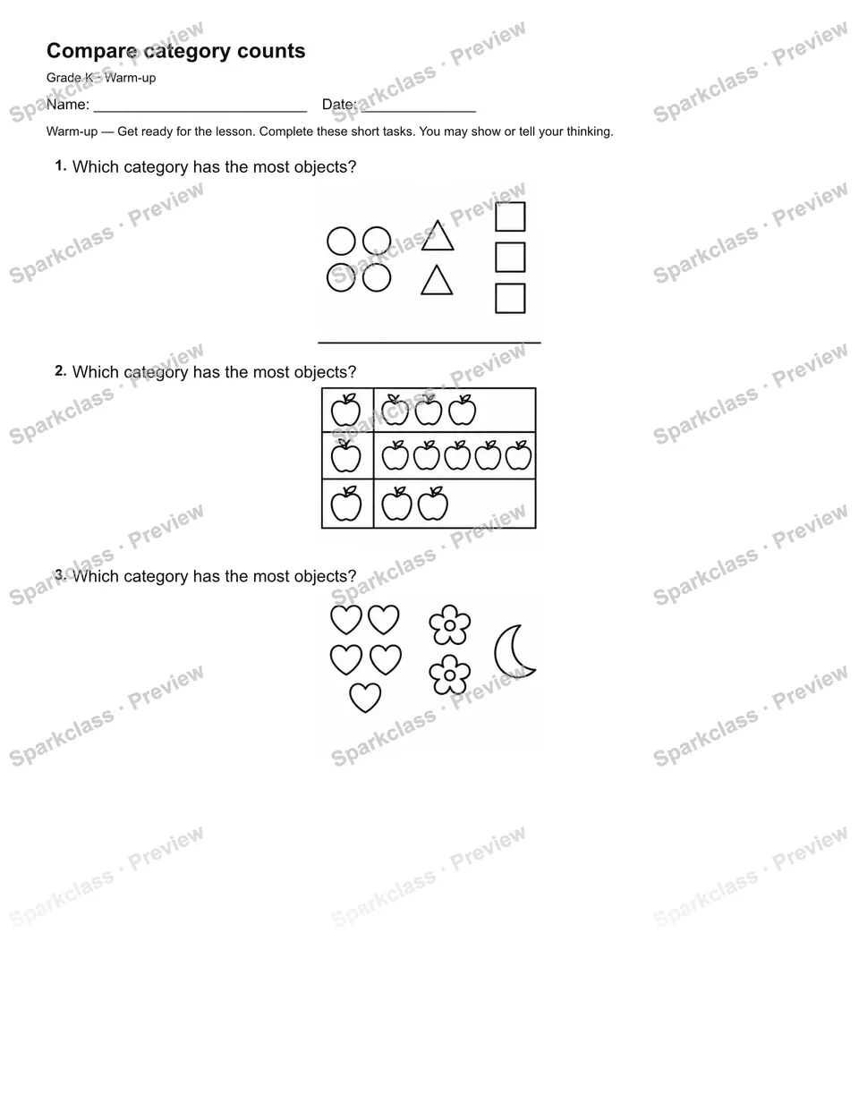 Compare category counts — Warm-up — page 2