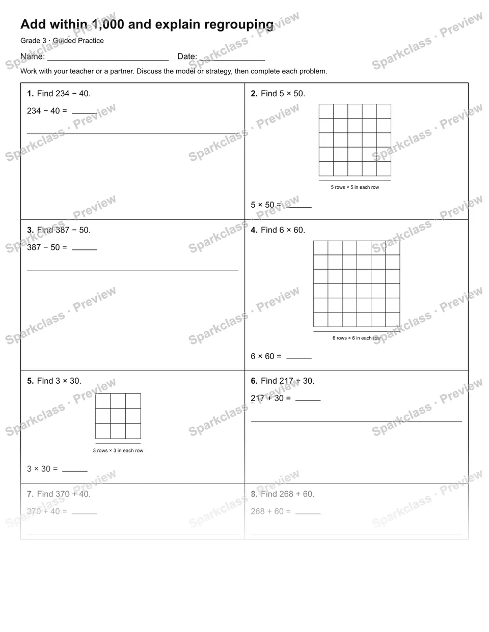 Add within 1,000 and explain regrouping — Guided Practice — page 1