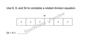 Complete the fact family — Grade 3 problem preview