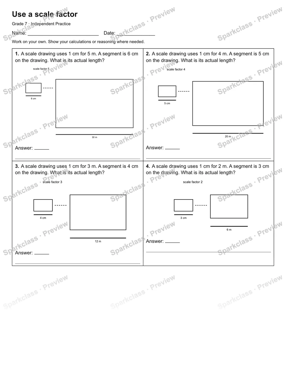 Use a scale factor — Independent Practice — page 1