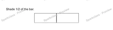 Shade 1/2 of the bar. — Grade 5 problem preview