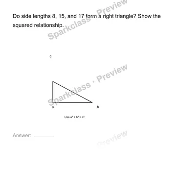 Test for a right triangle — Grade 8 problem preview