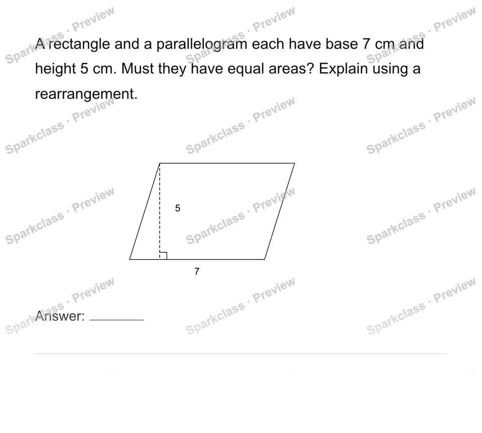 Find parallelogram area by rearranging — page 1