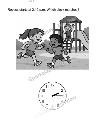 Read an afternoon time — Grade 2 problem preview