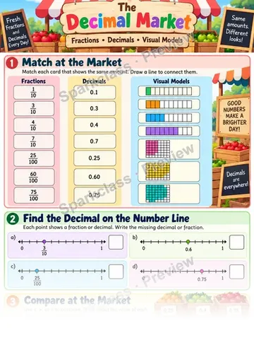 Decimal Market Review — Grade 4 worksheet preview