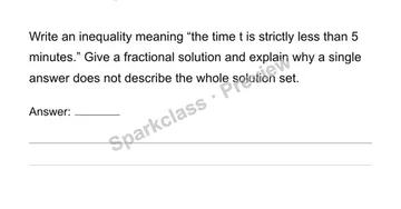 Represent constraints and inequality solution sets — Grade 6 problem preview