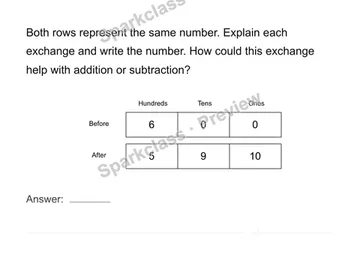 Explain a regrouping — Grade 4 problem preview
