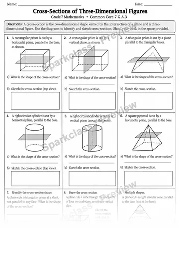 7.G.A.3 · 3 Cross Sections — Grade 7 worksheet preview