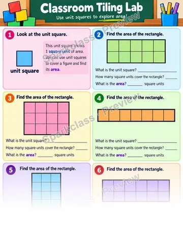 Unit Squares and Area — Grade 3 worksheet preview