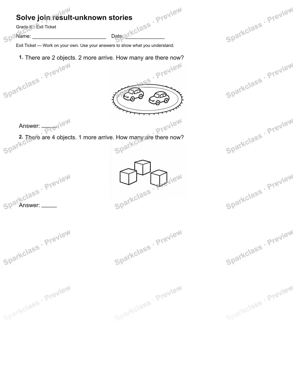Solve join result-unknown stories — Exit Ticket — page 1