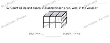 2. Count all the unit cubes, including hidden ones. What is the volume? Volume = cubic units. — Grade 5 problem preview