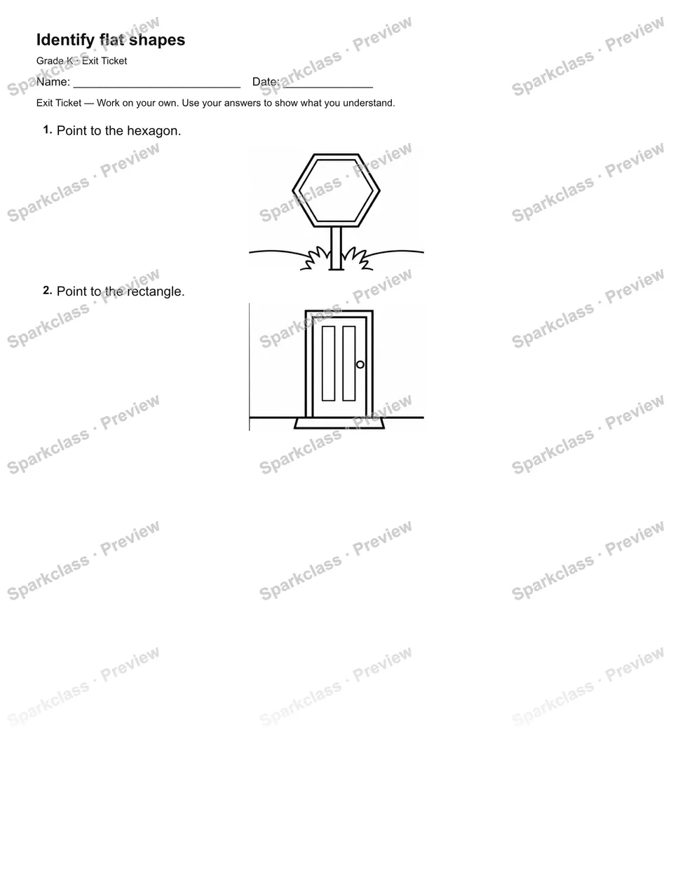Identify flat shapes — Exit Ticket — page 2