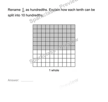 Connect tenths and hundredths — Grade 4 problem preview