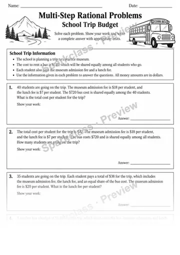 7.EE.B.3 · Multistep Rational Problems · Variant 2 — Grade 7 worksheet preview