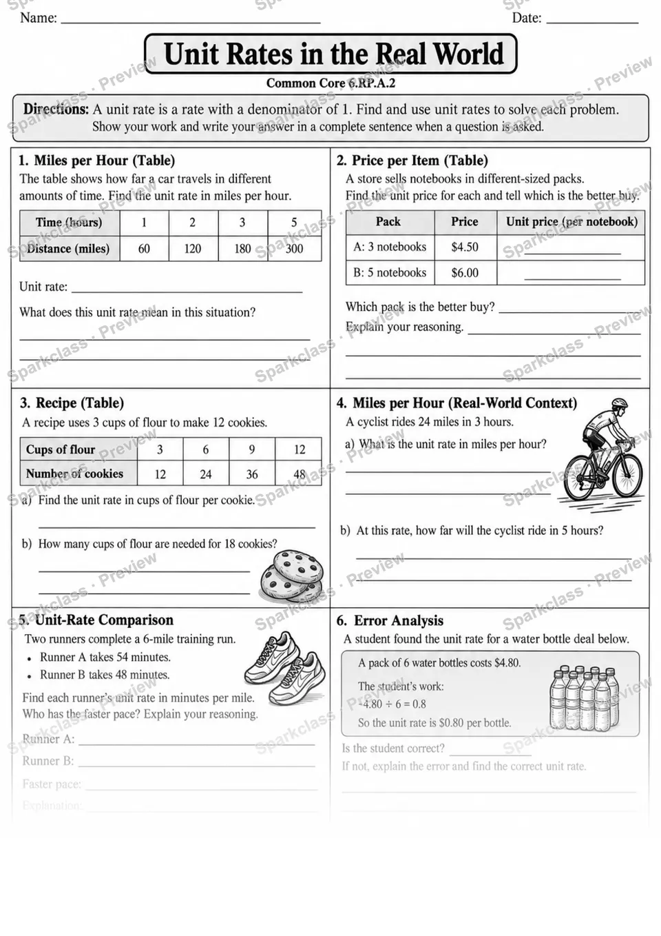 6.RP.A.2 · 2 Unit Rates Independent 3 — page 1