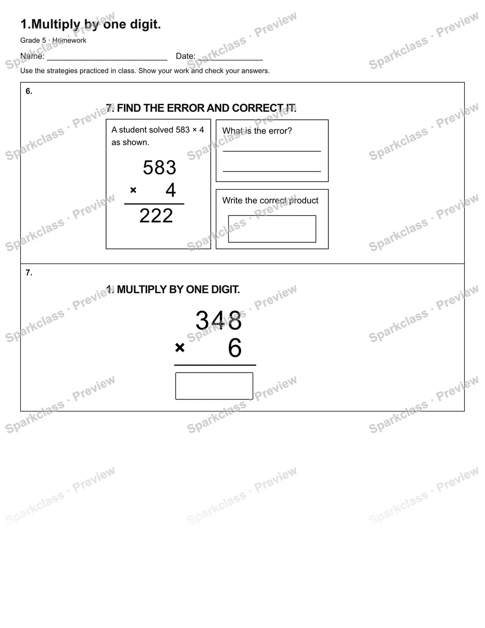 1.Multiply by one digit. — Homework — page 3