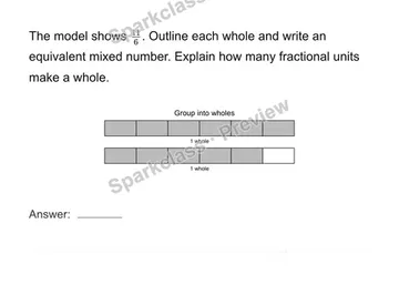 Group fractional units into wholes — Grade 4 problem preview