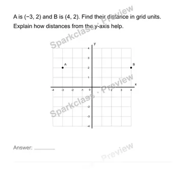 Find an axis-aligned distance — Grade 6 problem preview