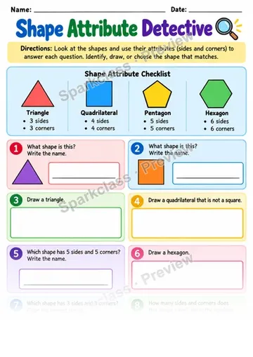 2.G.A.1 · Shape Attribute Detective — Grade 2 worksheet preview