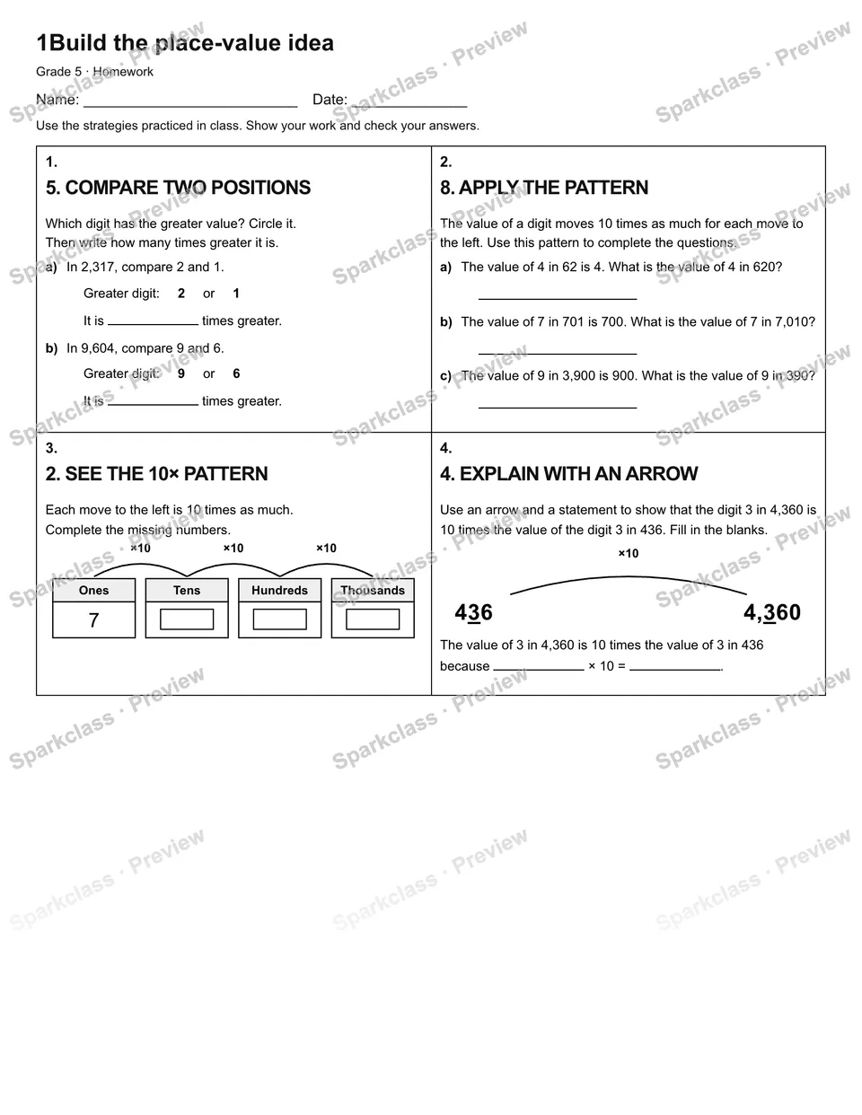 1Build the place-value idea — Homework — page 1
