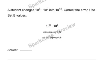 Correct an exponent rule error — Grade 8 problem preview