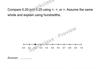 Compare decimals to hundredths — Grade 4 problem preview