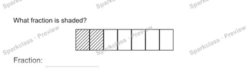 What fraction is shaded? Fraction: — Grade 5 problem preview