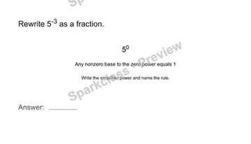 Interpret zero and negative exponents — Grade 8 problem preview
