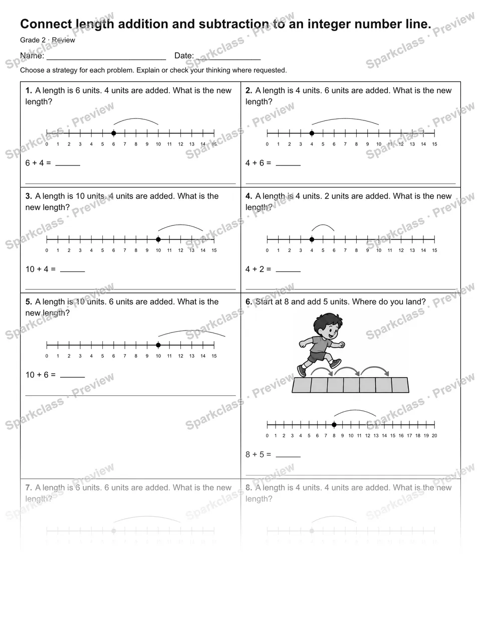 Connect length addition and subtraction to an integer number line. — Review — page 1
