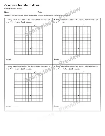 Compose transformations — Guided Practice — Grade 8 worksheet preview