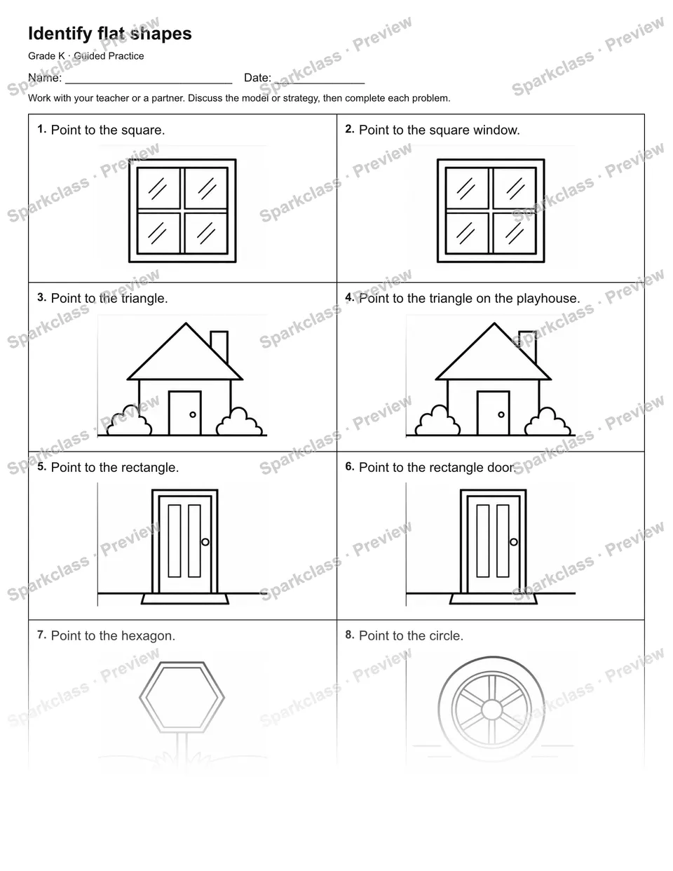 Identify flat shapes — Guided Practice — page 1