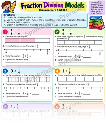 Models for Fraction Division — Grade 5 worksheet preview