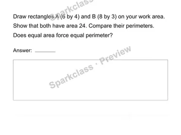 Same area, different perimeter — Grade 4 problem preview