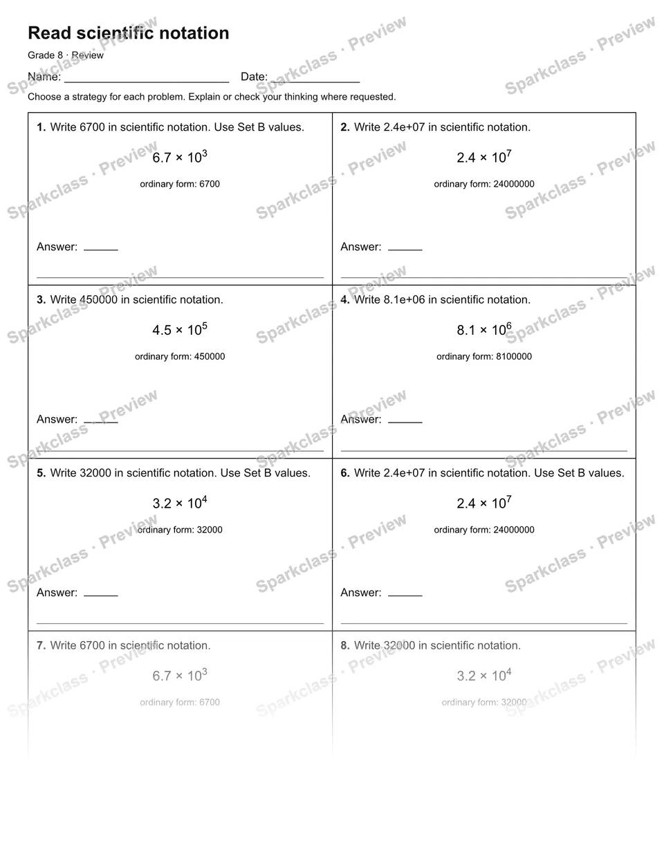Read scientific notation — Review — page 1