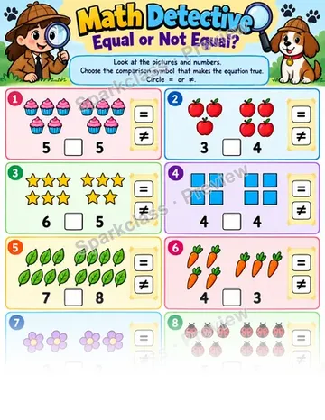 Missing Relation — Grade 1 worksheet preview