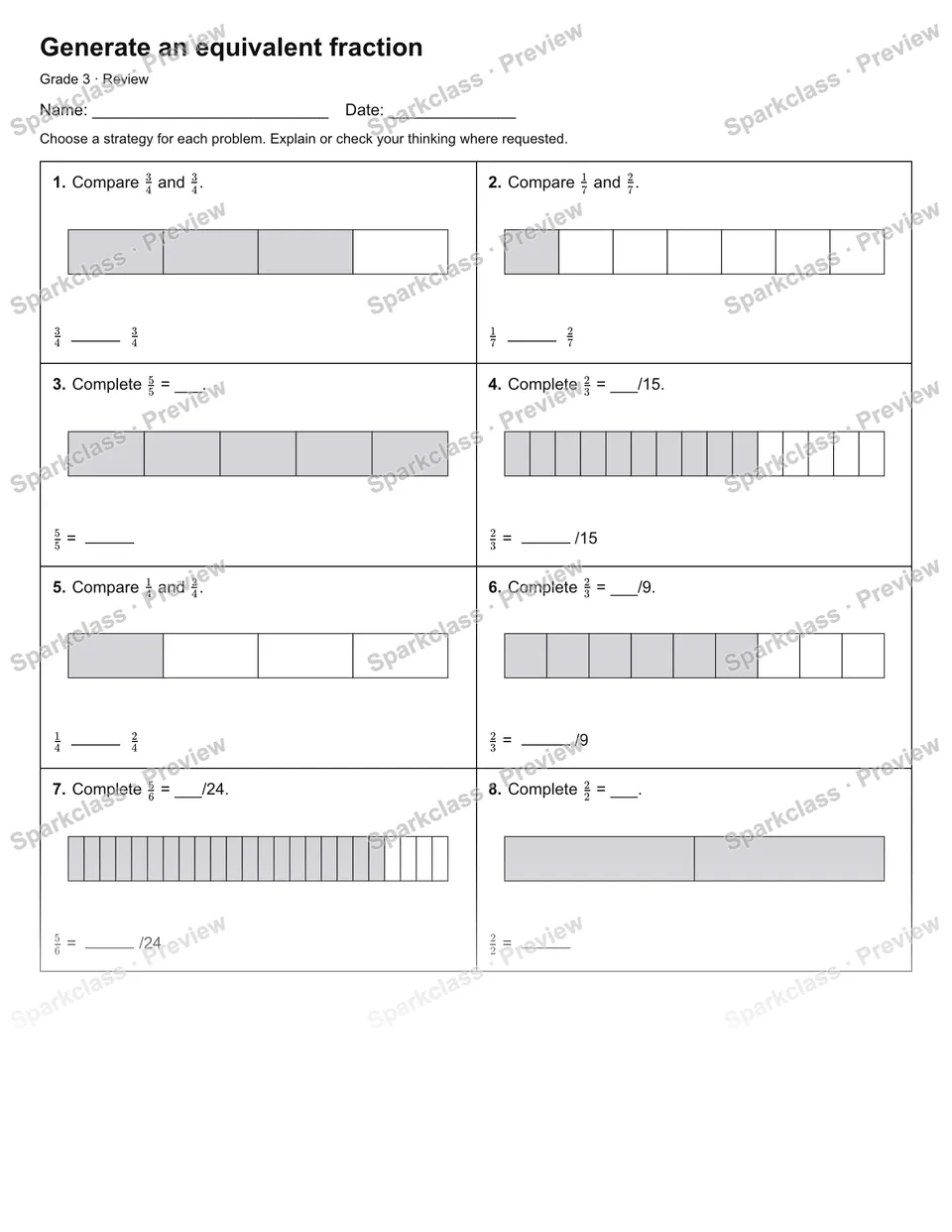 Generate an equivalent fraction — Review — page 1