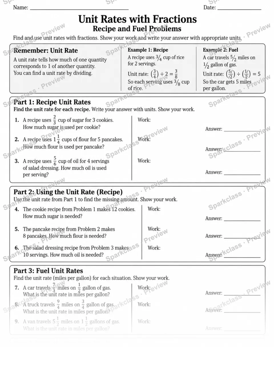 7.RP.A.1 · Unit Rates with Fractions · Variant 2 — page 1