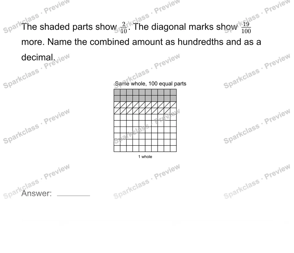 Combine two kinds of hundredths — page 1