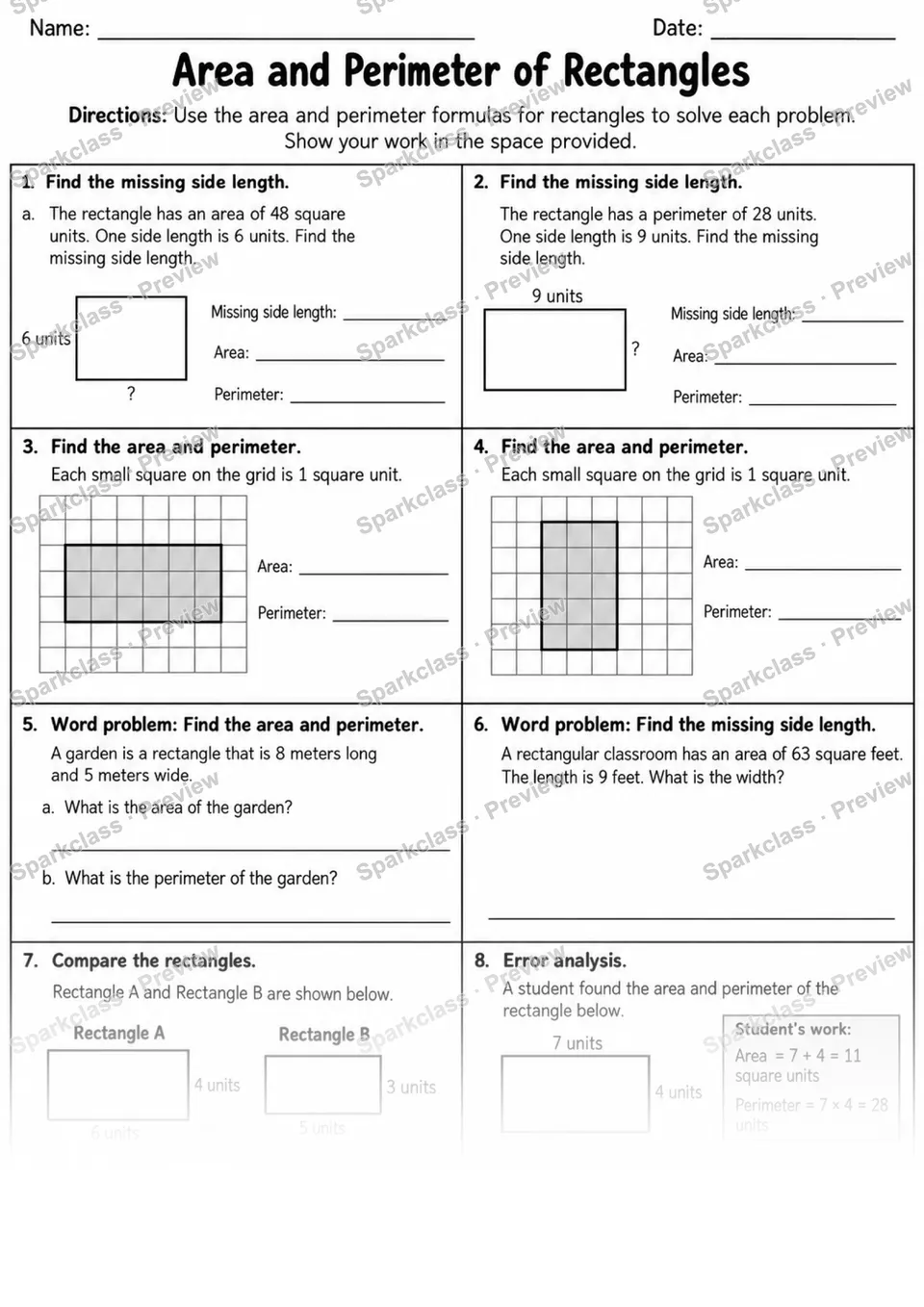 3 Area Perimeter Formulas — page 1