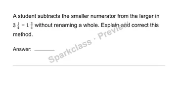 Subtract mixed numbers with regrouping — Grade 4 problem preview