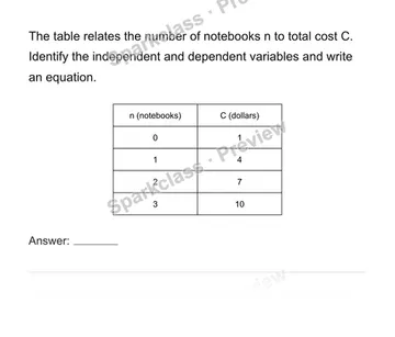 Identify dependent and independent variables — Grade 6 problem preview