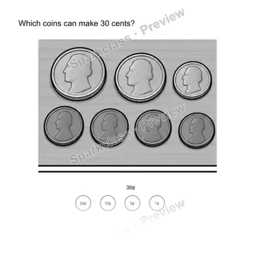 Choose coins — Grade 2 problem preview