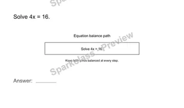 Solve a one-step equation — Grade 8 problem preview