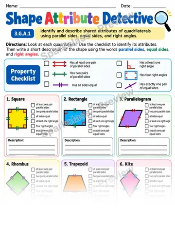 Shape Attribute Detective — Grade 3 worksheet preview