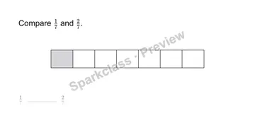 Compare same denominators — Grade 3 problem preview