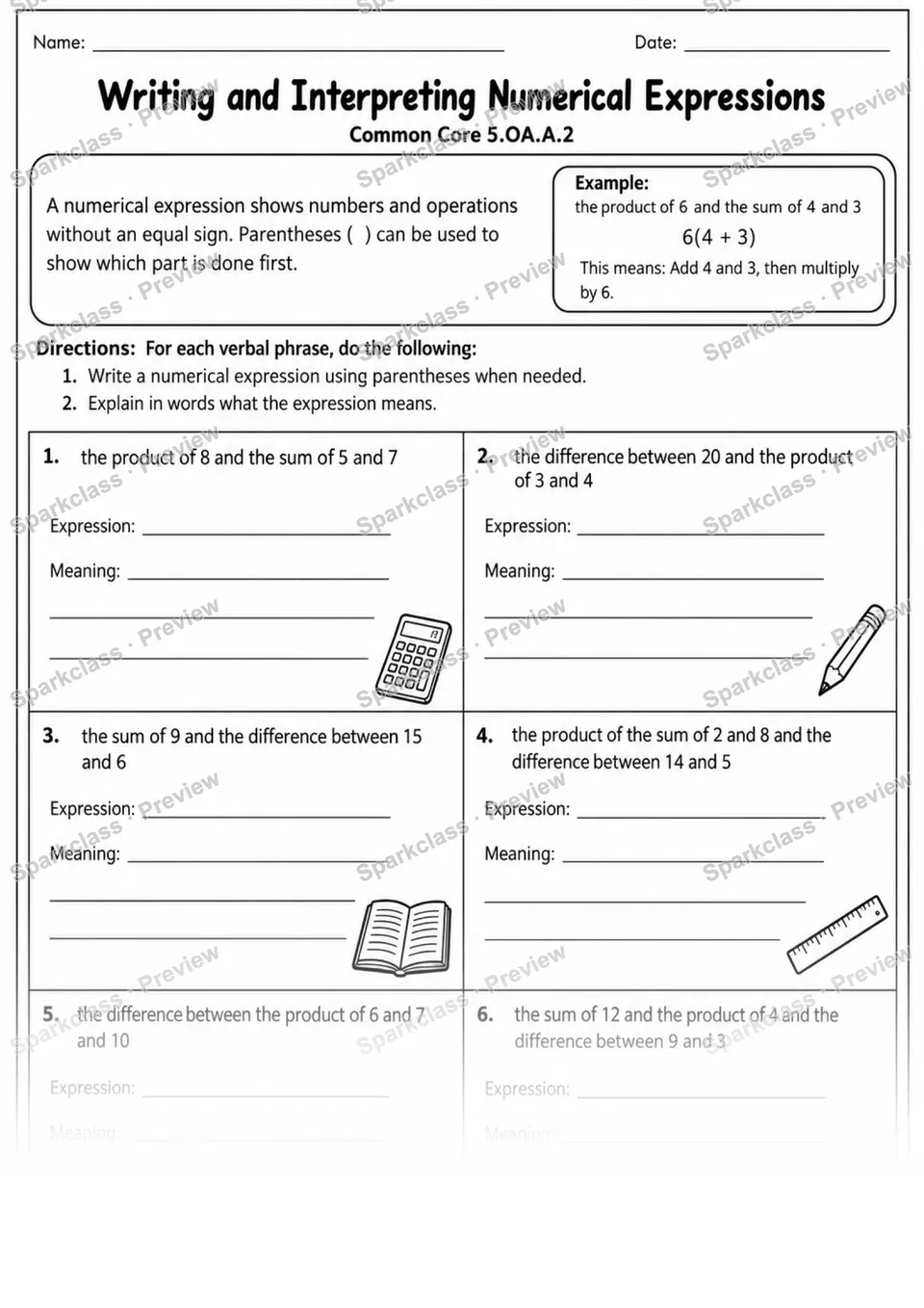 2 Write Interpret Expressions Variant 2 — page 1