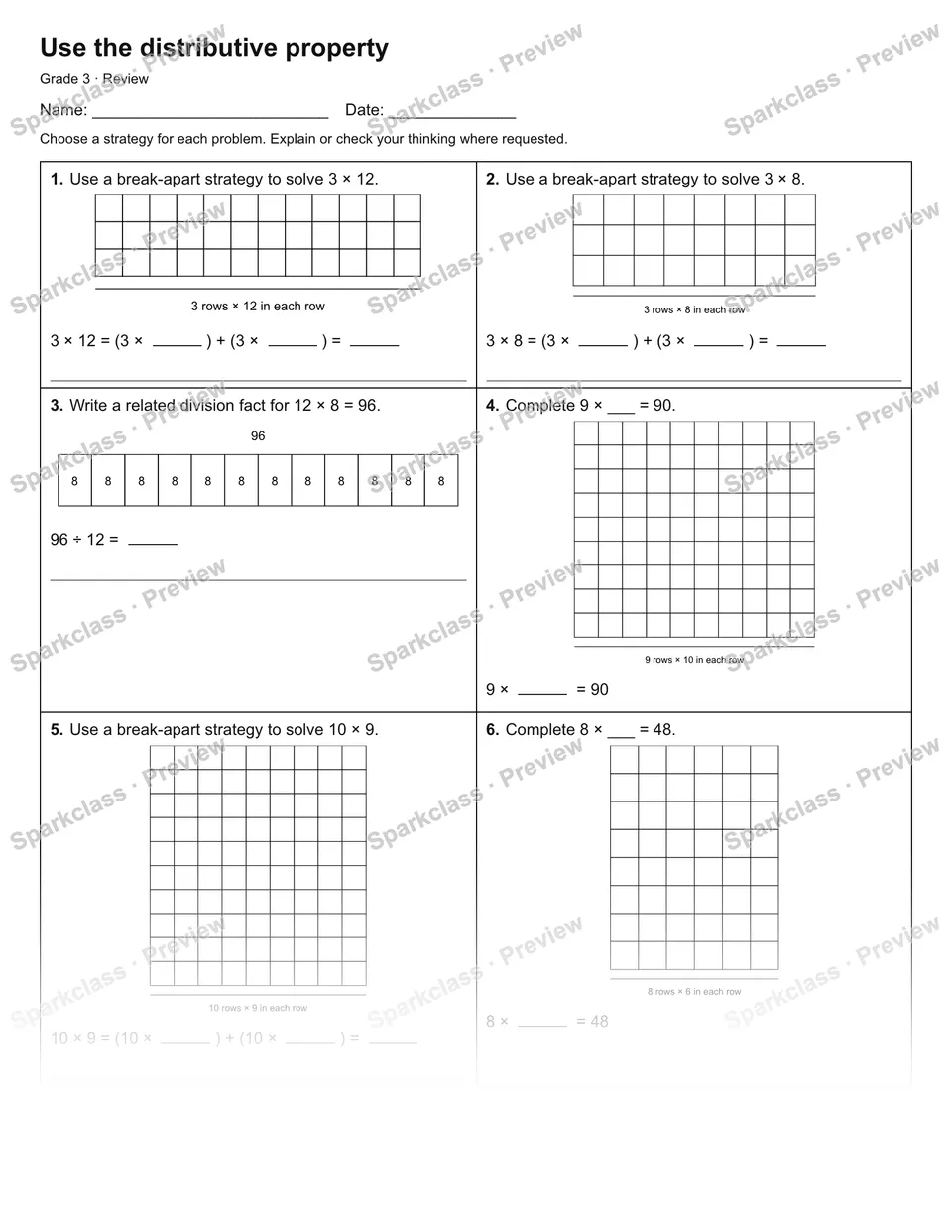 Use the distributive property — Review — page 1