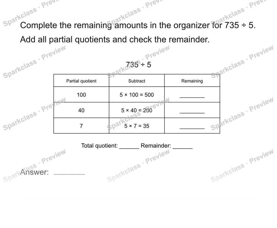 Record each partial quotient — page 1