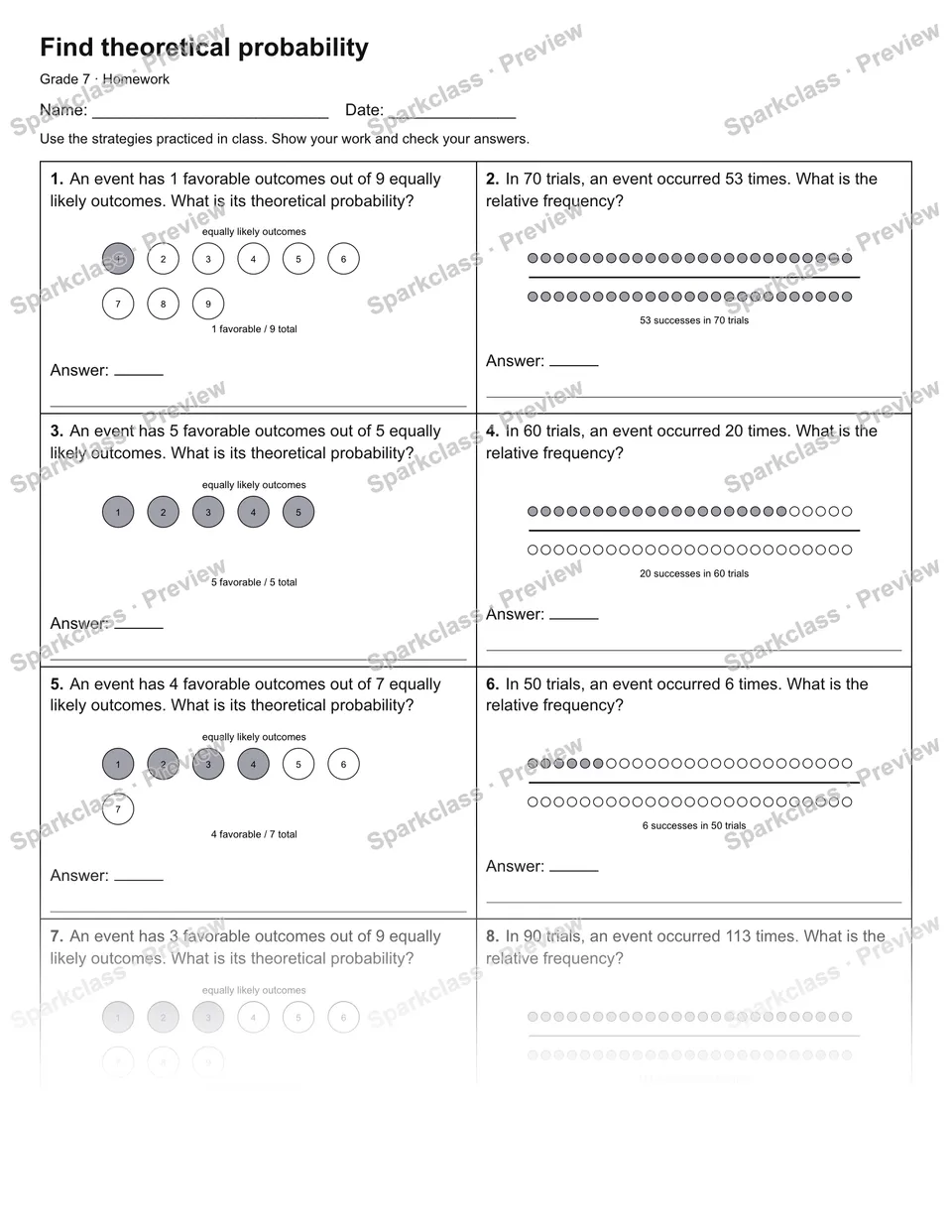 Find theoretical probability — Homework — page 1